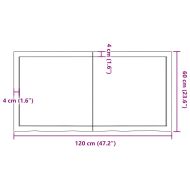 Стенен рафт тъмнокафяв 120x60x(2-6) см обработен масивен дъб