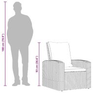 Градински накланящ се стол с възглавници черен полиратан