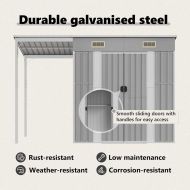 Градинска барака с удължен покрив, светлосива, 277x107x181 см, стомана