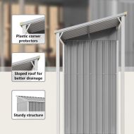 Градинска барака с удължен покрив, светлосива, 277x107x181 см, стомана