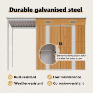 Градински навес с удължение светлокафяв 277x107x181см стомана