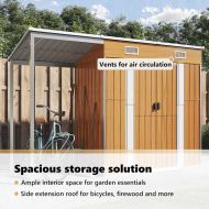 Градински навес с удължение светлокафяв 277x107x181см стомана