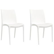 Градински столове, 2 бр, бели, 50x46x80 см, полипропилен
