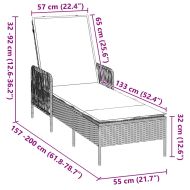 Шезлонг с възглавница 1-човек Сив 157 x 55 x 92см полиратан
