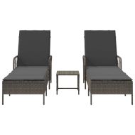 Шезлонг с възглавница 2-човек 2 pcs Сив полиратан