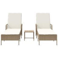 Шезлонг с възглавница 2-човек 2 pcs Бежово полиратан