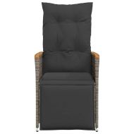 Накланящи градински столове с възглавници 2 бр, полиратан, сиви