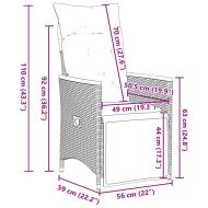 Накланящи градински столове с възглавници 2 бр, полиратан, сиви