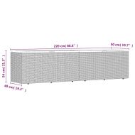 Външна кутия за съхранение черна 220x50x54 см PE ратан акация