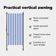 Външна ролетна щора, синьо и бяло, 120x270 см, плат и стомана