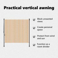 Външна ролетна щора, оранжев и бял, 150x270 см, плат и стомана
