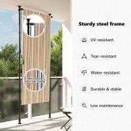 Външна ролетна щора, жълто и бяло, 120x270 см, плат и стомана