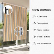 Външна ролетна щора, жълто и бяло, 150x270 см, плат и стомана