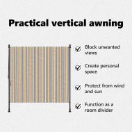 Външна ролетна щора, жълто и бяло, 150x270 см, плат и стомана