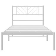 Метална рамка за легло с горна табла, бяла, 90x190 см