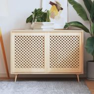 Врати за шкафове с решетен дизайн 2 бр 59,5x69 см бор масив