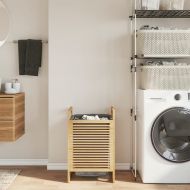 Кош за пране със сива торба 32x30x36,5 см бамбук