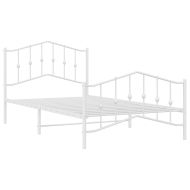 Метална рамка за легло с горна и долна табла, бяла, 100x200 см
