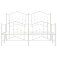 Метална рамка за легло с горна и долна табла, бяла, 135x190 см