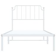 Метална рамка за легло с горна табла, бяла, 90x190 см