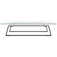 Стойка за монитор, черна, 40x35x8 см, закалено стъкло и метал