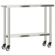 Кухненска работна маса с колелца, 110x30x85 см, инокс