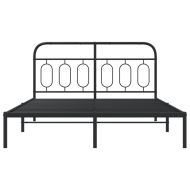 Метална рамка за легло с горна табла, черна, 150x200 см