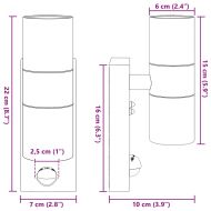 Външни стенни лампи 2 pcs Черно 7 x 10 x 22 см