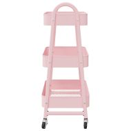 Количка за съхранение, 3 нива, розова, 42x41,5x77 см, стомана