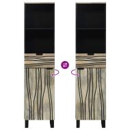 Шкаф за мивка в баня Бяло 38 x 33 x 160 см Инженерно дърво