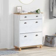 Шкаф за обувки с чекмедже с врата ASKIM Бяло 85 x 35 x 108 см