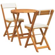 Градински бистро комплект 3 pcs Кафяво Акациево дърво масив