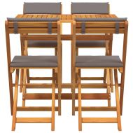 Бистро комплект 5 pcs Кафяво Акациево дърво масив