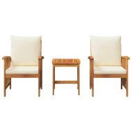 Градински Софа Комплект 3 pcs Кафяво Акациево дърво масив