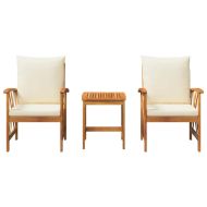 Градински Софа Комплект 3 pcs Кафяво Акациево дърво масив