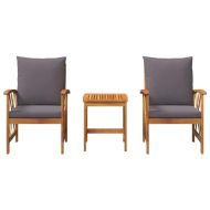 Градински Софа Комплект 3 pcs Кафяво Акациево дърво масив