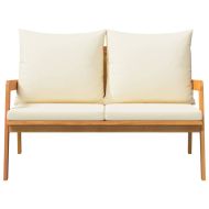 Градинска пейка с възглавница Кафяво Масивна акациева дървесина