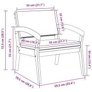 Градински стол 2 pcs Кафяво Масивна акациева дървесина