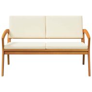 Градинска пейка с възглавница Кафяво Масивна акациева дървесина