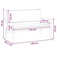 Градинска пейка с възглавница Антрацит Солидно акациево дърво
