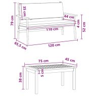Градински Софа Комплект 2 pcs Кафяво Масивна акациева дървесина