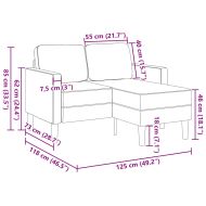 Двуместен диван с шезлонг, L-образен, черен, 125 см, кадифе