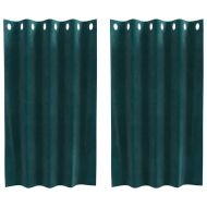 Затъмняващи завеси 2 pcs Тъмен зелен 140 x 140 cm Кадифе
