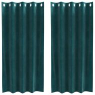 Затъмняващи завеси 2 pcs Тъмен зелен 140 x 175 cm Кадифе