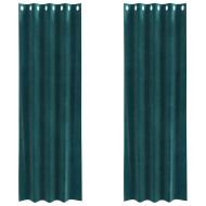 Затъмняващи завеси 2 pcs Тъмен зелен 140 x 225 cm Кадифе