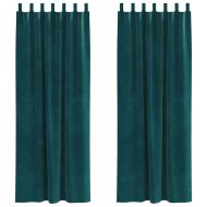 Затъмняващи завеси 2 pcs Тъмен зелен 140 x 225 cm Кадифе
