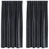 Затъмняващи завеси 2 pcs Тъмен сив 140 x 175 cm Кадифе