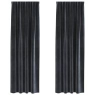 Затъмняващи завеси 2 pcs Тъмен сив 140 x 225 cm Кадифе