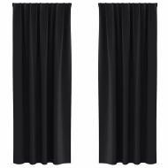 Завеси за затъмняване с пръстени 2 pcs Черно 245 x 140 см