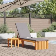 Шезлонг Кафяво 200 x 55 x 94см Масивна акациева дървесина